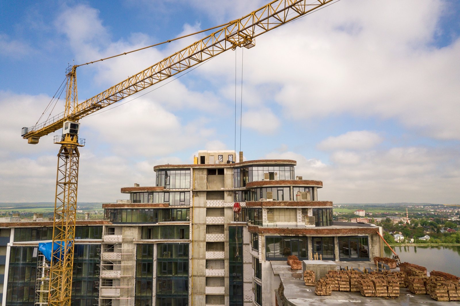 Apartment or office tall building under construction.